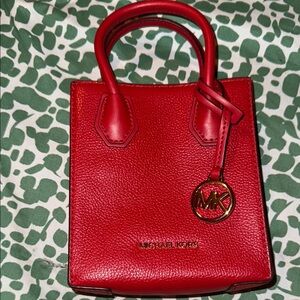 Michael Kors Red Leather Tote Bag